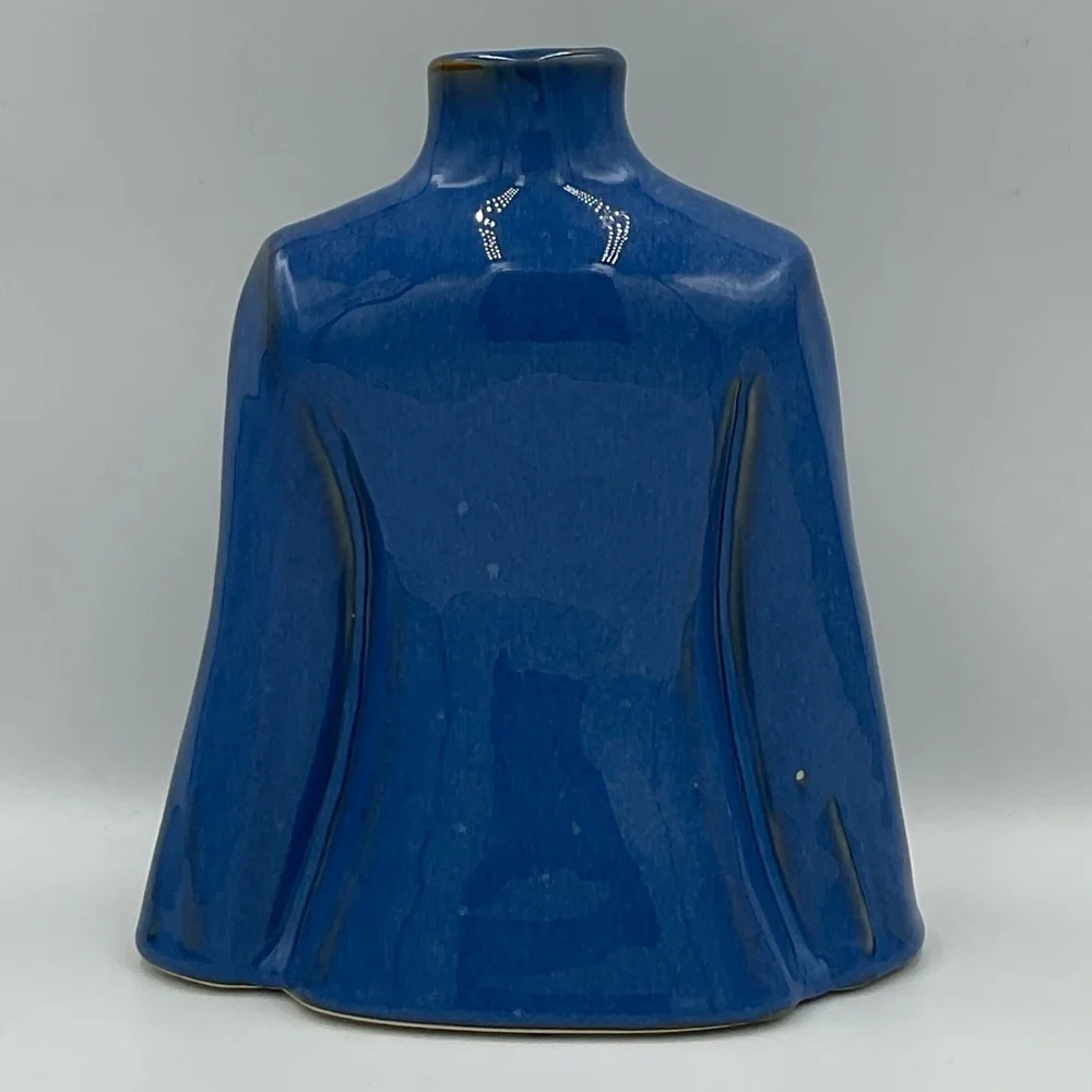 Vintage Blue Glazed Vase- Asian Themed Robe Kimono